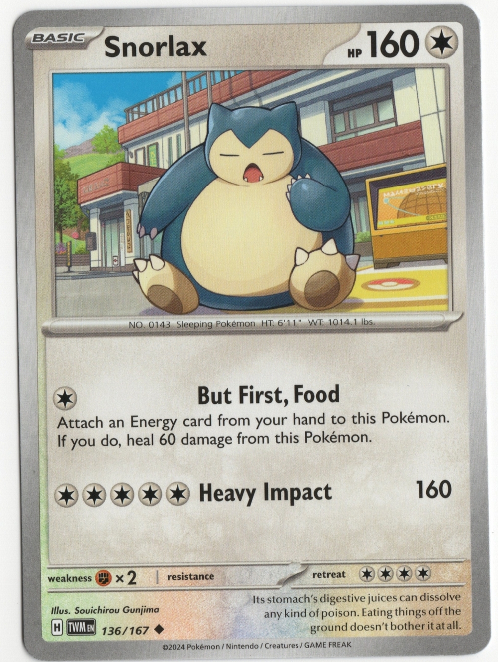 136 TWM | SNORLAX POKEMON TRADING CARD